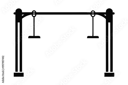 pull up bar line art silhouette vector illustration