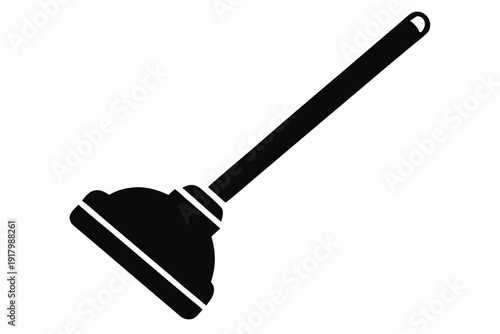 plunger line art silhouette vector illustration