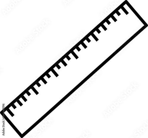 Ruler icon in outline style for measurement and school supplies. Education and stationery concept. Simple black and white vector illustration