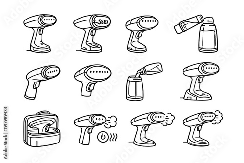 Water lightweight icon steamer vector holes icons cordless ergonomic handheld silhouette