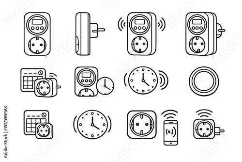 Control timer smart plastic plug household digital casing icon wall flush vector
