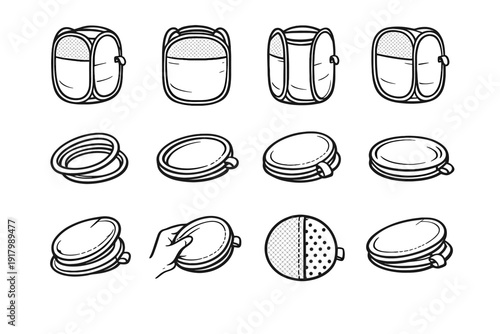 Laundry tabs vector collapsible foldable opening basket modern silhouette icon edge folded