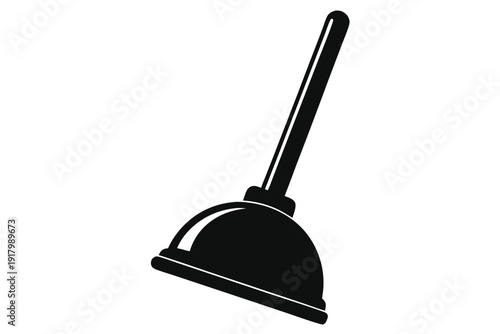 plunger line art silhouette vector illustration
