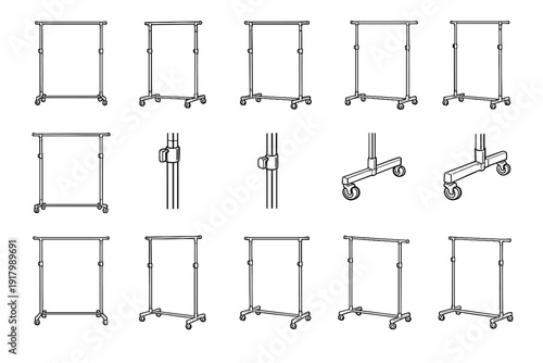 Silhouette adjustable rack connectors icon profile rail vector frame icons clean vertical