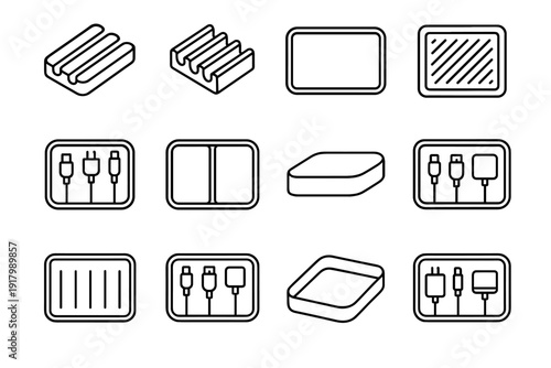 Modular precise organizers icon spacing cable drawer solution divider vector desk flexible