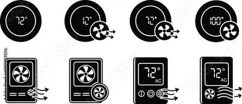 Icon collection air conditioning and fan symbols for hvac and climate control systems