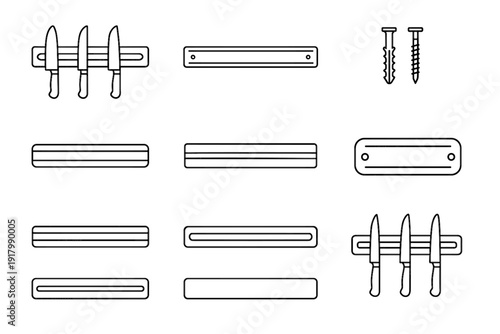 Profile magnetic knife mount form surface slim icon edge vector smooth magnet