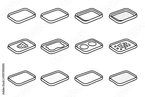 Appearance simple clean vector build perimeter organizer food tray pet minimalist icon