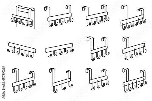 Flat vector strip lightweight clean bend icon tool top belt over door