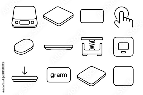 Digital vector icon smooth panel precision scale kitchen function glass window internal