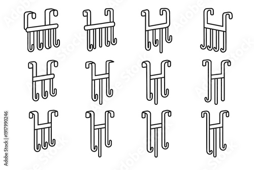 Hook safety tips design curved closet belt vector door over wardrobe icon