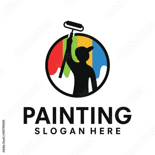 painting services logo design template illustration vector