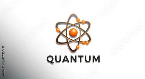 Modern quantum atom symbol with orange and gray design