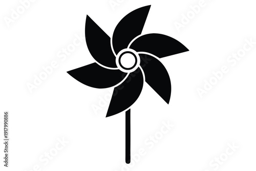 pinwheel spinning toy line art silhouette vector illustration