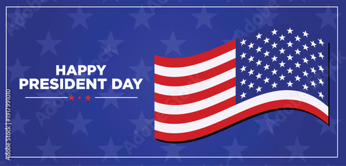 A patriotic graphic displays a happy president s day message with american flags and stars on a white background high quality