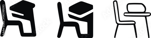 Classroom desk icon variations of the same emblematic, Chair icon set, School Logo Variations set. Vector illustration !