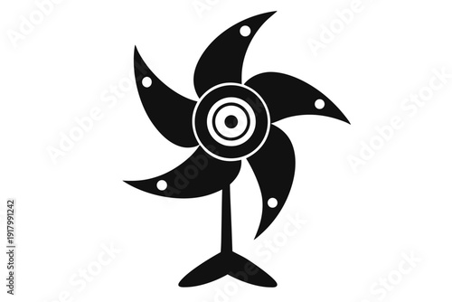 pinwheel spinning toy line art silhouette vector illustration