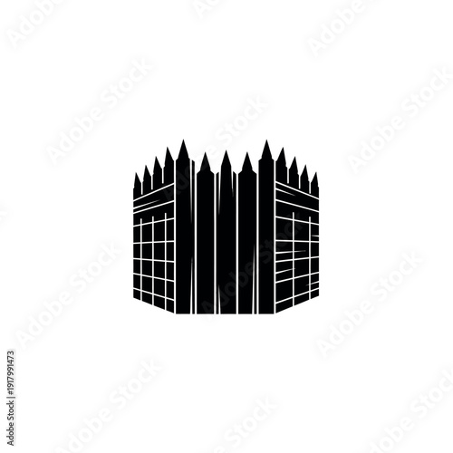 Black and white illustration of a wooden fence forming a protective enclosure.