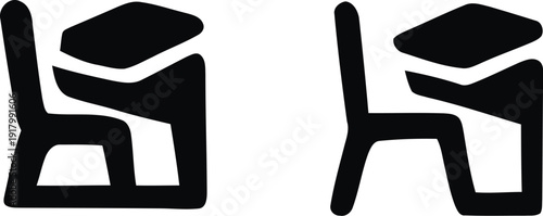 Classroom desk icon variations of the same emblematic, Chair icon set, School Logo Variations set. Vector illustration !