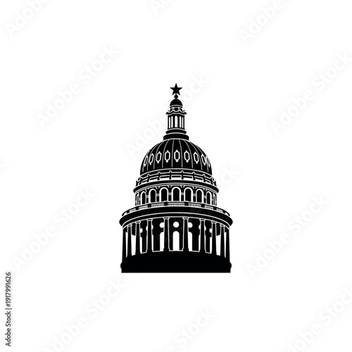 Iconic Capitol Building Silhouette Vector Illustration.