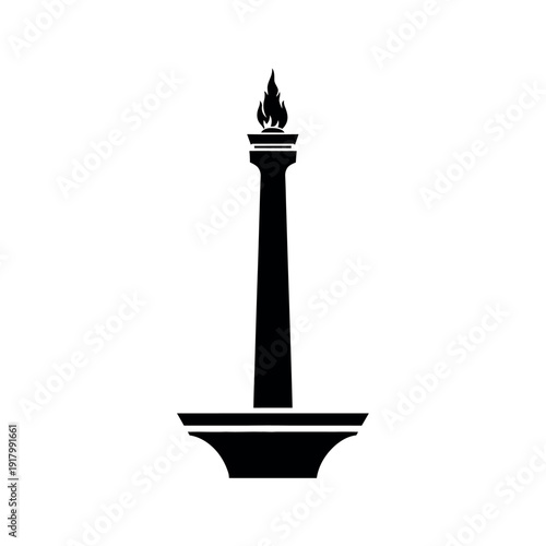 Monas National Monument Jakarta Indonesia Silhouette Icon.