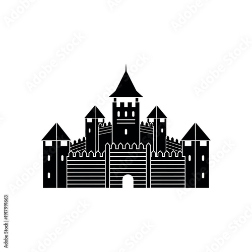 Medieval Castle Silhouette Icon.