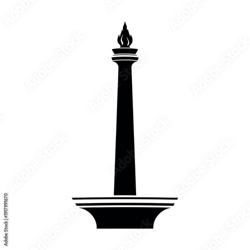 Monas National Monument Silhouette Illustration.