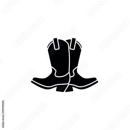 Pair of classic cowboy boots in black silhouette.
