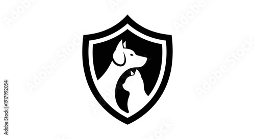 Emblematic Vector Icon A Shield Incorporating Unified Pet Silhouettes. transparent