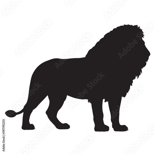 Lion Silhouette in Majestic Pose with Dramatic Lighting for Wildlife Illustration