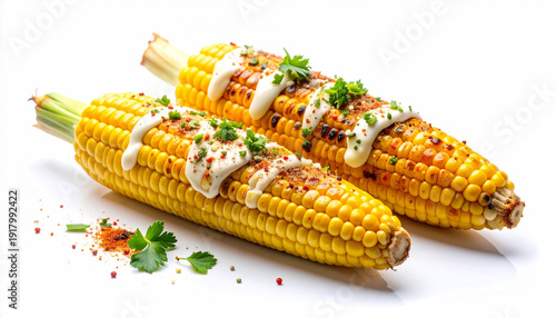 Mexican Elote on Clean White Background   