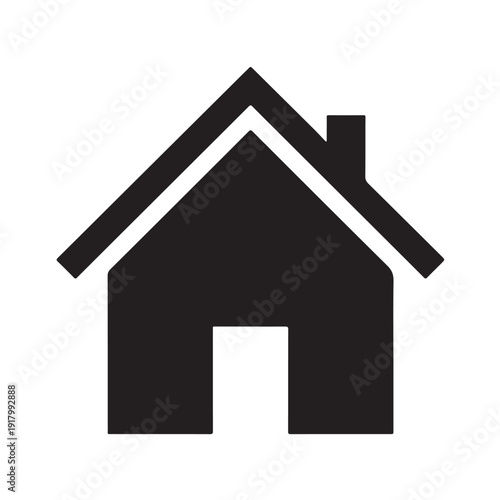 House Icon in Simple Flat Design with Black Color for Web Graphics