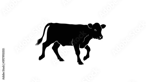 Playful Vector Silhouette of a Cow with a Spirited Kick in Irish Pastures. transparent.