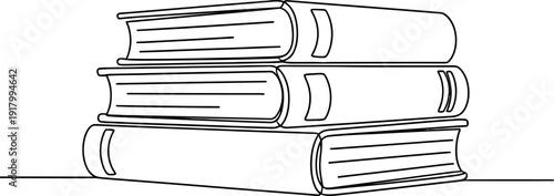 Stack of books in a minimalist line drawing style