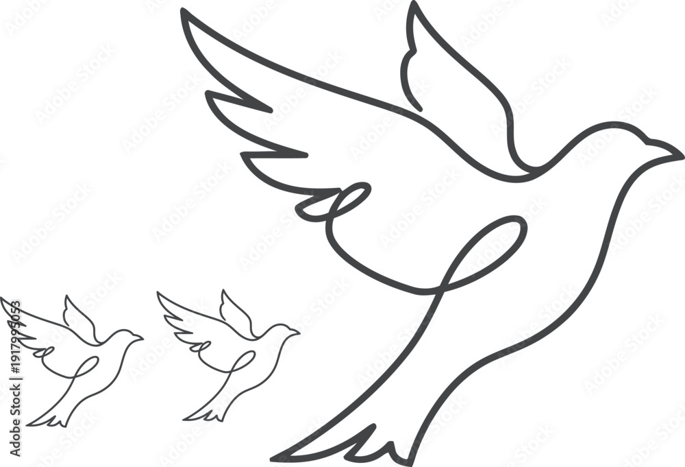Obraz premium Minimalist dove in flight with outstretched wings