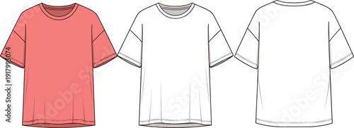 Women t-shirt and polo shirt and cardigan vector illustration fashion sketch front and back view for apparel design by flavector