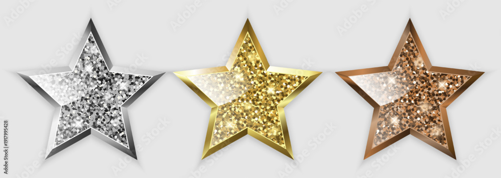 Obraz premium A set of three glitter rating stars