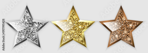 A set of three glitter rating stars