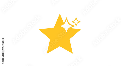 Yellow Star Icon with Sparkling Effect.