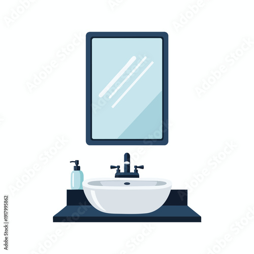 Modern Bathroom Sink with Mirror and Accessories in a Stylish Space