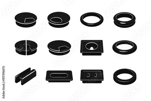 Protective cable split icon rubber image generation grommet ring simple hole vector