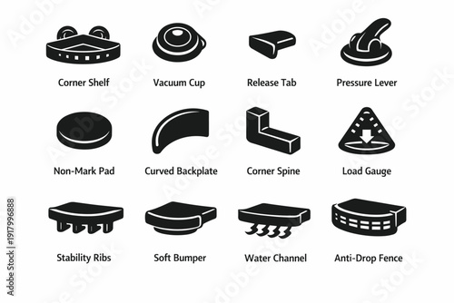 Generation spine corner curved shelf vacuum image icon tab stability vector simple