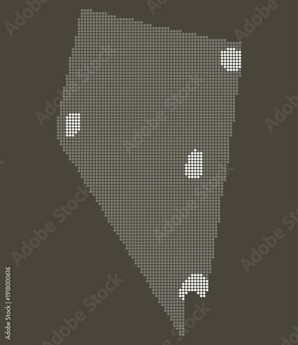 Nevada Grey and White Dotted Map on Brown with Nellis Range and Nevada Test Site Defense Tech