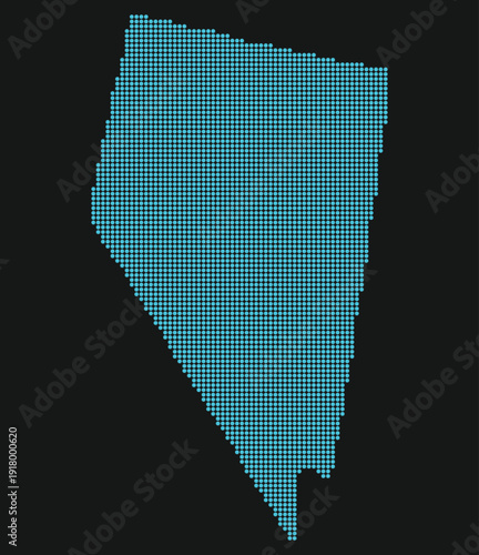 Nevada Light Blue Point Grid Map on Black. Las Vegas and Reno AI Data Center Clusters