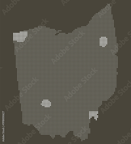 Ohio Grey and White Dotted Map on Brown for Regional Innovation Hubs and Aerospace Defense