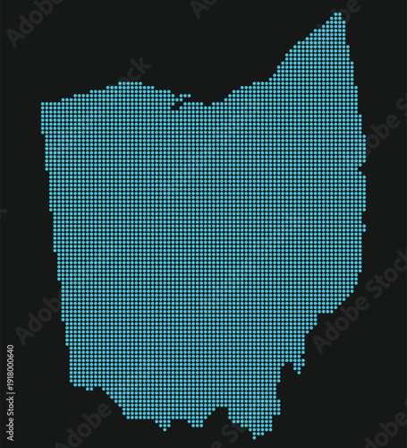 Ohio Light Blue Point Grid Map on Black