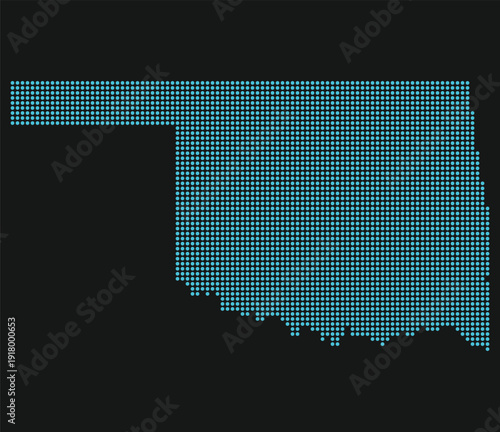 Oklahoma Light Blue Point Grid Map on Black for THETA Drone Hub and Defense Autonomy