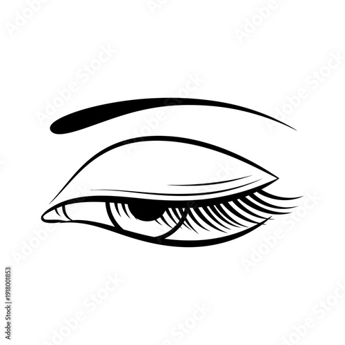 A beautifully rendered open human eye with prominent eyelashes and a defined eyebrow, symbolizing vision and awareness.