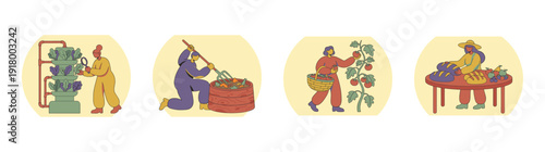 Flat Vector Sustainable Farming and Gardening Illustration Set for Urban Agriculture and Organic Food Production