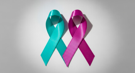 Teal and magenta awareness ribbons symbolizing support and health causes